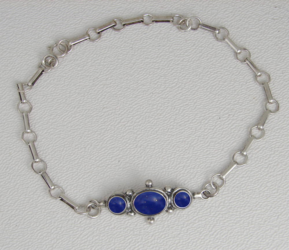 Sterling Silver Victorian Bracelet With Lapis Lazuli